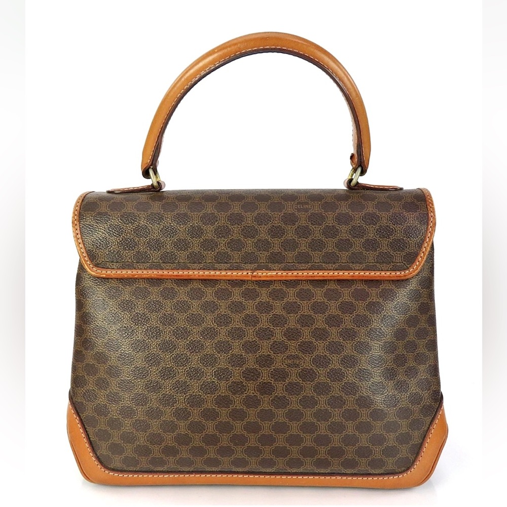 Celine Brown and Tan Patterned Satchel - Picture 2 of 16